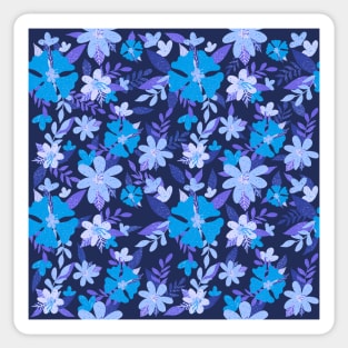 Pastel Color Floral Pattern - Navy Blue Sticker